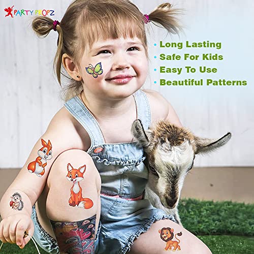 Image of Party Propz Jungle Theme Decoration Kids Tattoos - Set of 10 Pcs | Jungle Theme Birthday Decoration | Temporary Tattoo Animal | Birthday Return Gift For Kids | Jungle Theme Return Gifts | kanchak Gift For Navratri