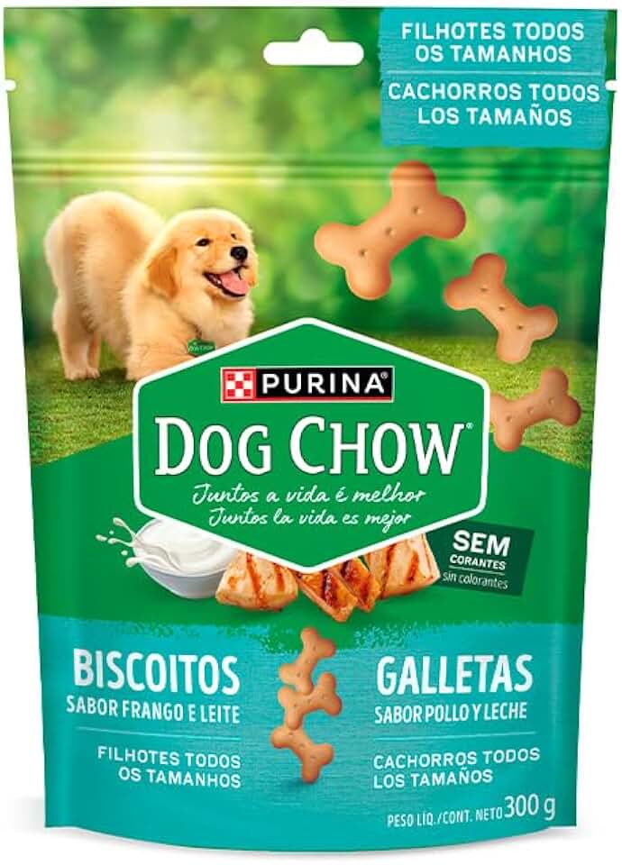 DOG CHOW® Biscoitos para Cães Filhotes de Todos os Tamanhos Frango e Leite 300g