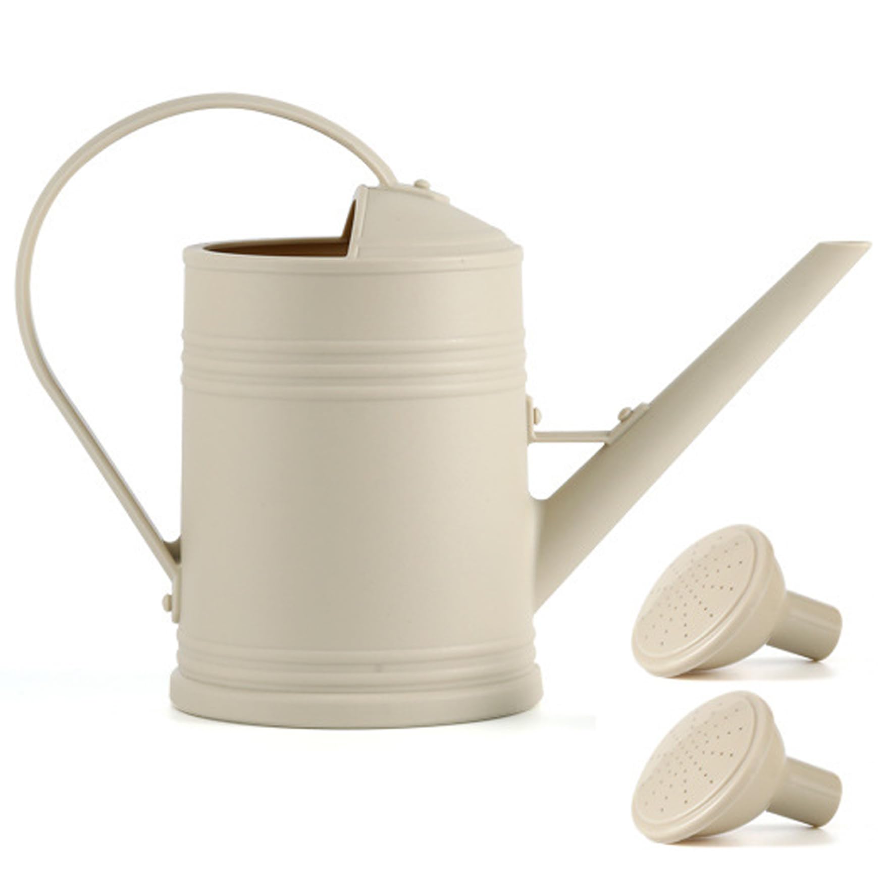 Plant Watering Can, 2000ml Plastic Can with Long Spout - Indoor/Outdoor Watering with Sprinkler Head (Beige) - Garden