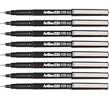Artline Fineliner sketch artist pens, extra fine point 0.2mm - 8 Count (Black, Extra Fine 0.2mm)