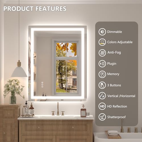 Image of 48x36 Inch LED Bathroom Mirror for Wall