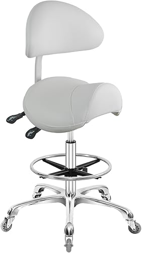 Silla de montar con reposapiés de apoyo trasero, resistente (350 libras), silla giratoria hidráulica ajustable para salón, spa, belleza, masaje,