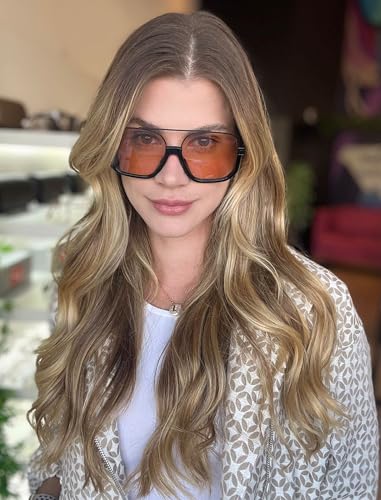 Square Oversized Aviator Sunglasses for Women Men 70s Retro Double Bridge Sun Glasses Fashion UV Protection Shades4