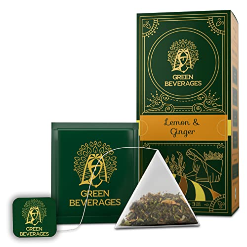 Green Beverages Lemon Ginger Tea – 27 Pyramid bags | Natural Fresh & Pure | Rich in Vitamin C, Weight Loss | Slim Green Tea Green Beverages Lemon Ginger Tea – 27 Pyramid bags | Natural Fresh & Pure | Rich in Vitamin C, Weight Loss | Slim Green Tea