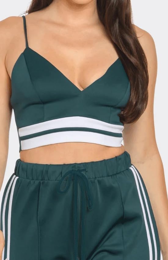 Womens Summer 2 Piece Sets Lounge Outfits Striped Crop Top & Side Slit Wide Leg Pants Matching Set Vacation Travel - Image 5