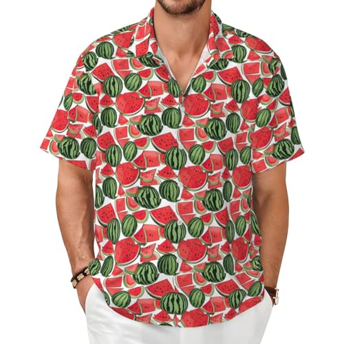 Chemise à manches courtes pour homme imprimé pastèque rouge