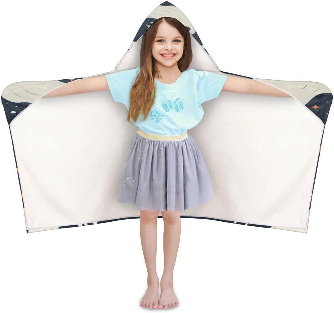 Pardick Kids Bath Towel Star Ghost Beach Towel with Hood Pool Cover Up for Girls Boys Soft Absorbent Hooded Bath Towel Toddler Towels for Beach, Pool