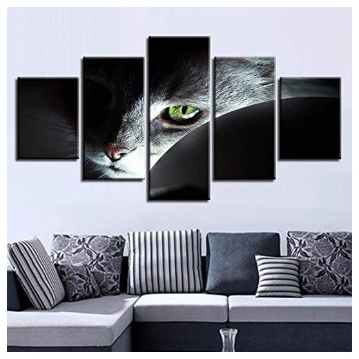 Erjialiu Väggmålning vardagsrum 5 delar canvas konsttryck affisch 5 delar djur katt vägg modulär bild heminredning vardagsrum moderna målningar konstverk hildrens rum vardagsrum säng
