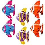 Outus 6 Pcs Inflatable Mini Fish Balloons - 7 Inch x 2.6 Inch Small Fish Birthday Ornaments for Pool, Sea, Ocean Animal Theme Party Decor, Blue, Purple, Orange