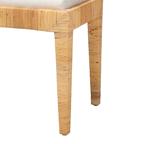 Baxton Studio Sofia Natural Brown Rattan And Mahogany Wood Ottoman #TOP5