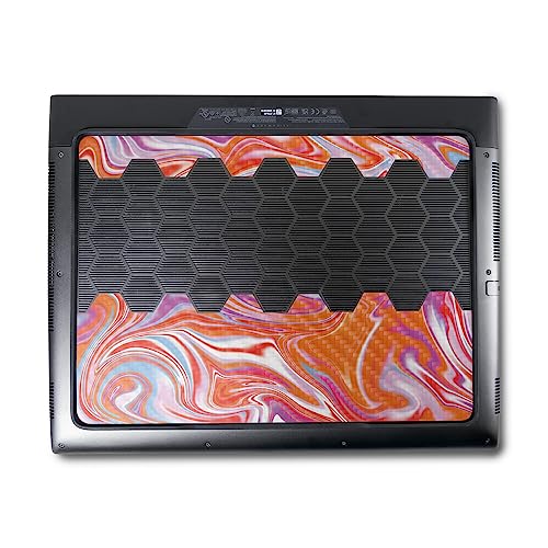 Image of MightySkins Carbon Fiber Skin Compatible with Alienware M18 R1 (2023) Full Wrap Kit - Orange Swirl | Protective, Durable Textured Carbon Fiber Finish | Easy to Apply & Change Styles | Made in The USA