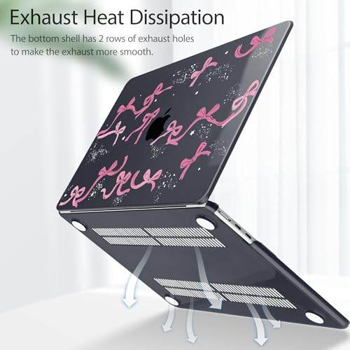 Image of Tuiklol for MacBook Air 13 inch Case M5 2026 M4 2025 M3 2024 M2 2022 Release Model A3449 A3240 A3113 A2681,Plastic Hard Shell Cover for MacBook Air 13.6 with Touch ID, Black Bow