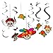 PAPER JAZZ Day of Dead Dia DE Los Muertos Halloween Marigold Pompom Flower Offer Rack Swirl Glitter mask Party Decoration Ceiling Decoration Supplies Pack (Swirl)