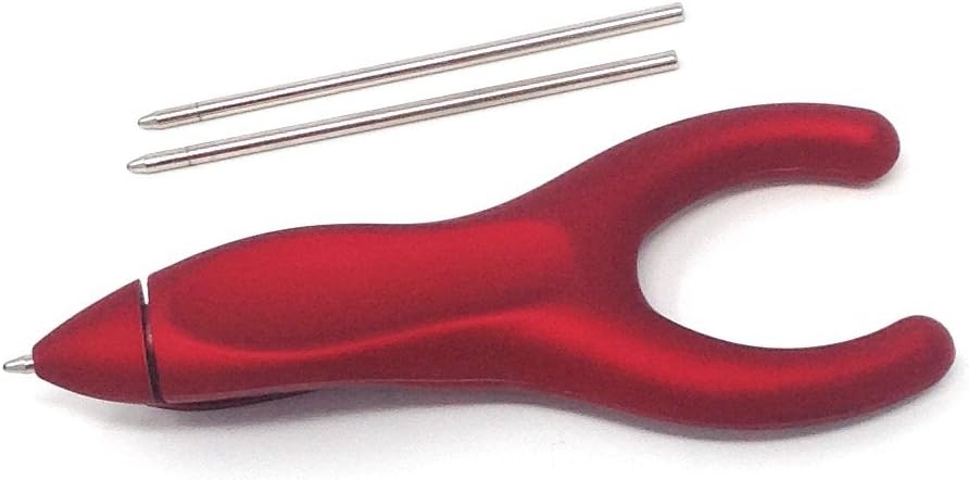PenAgain Ergosof, Ballpoint Pen, Set of 4 Pens Individually Packaged with Two Black Ink Refills Per Pen (Red)