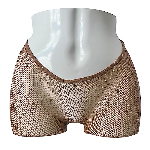 Image of V-Cut Skintone Gold Glitter Fishnet Stockings | VCUT Carnival Tights for Black and Brown Skin Women