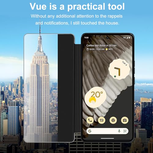Étui à rabat Google Pixel 7 Pro premium en cuir noir et polycarbonate rigide antichoc - 5