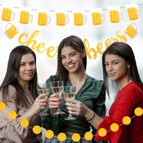 Image of Beer Birthday Banner for Beer Party and Birthday Wedding Party Supplies (Dark Gold)