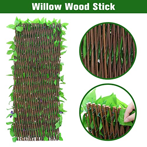 Sekkvy Expandable Fence Privacy Screen, Decorative Faux Ivy Fencing Panel, Faux Ivy Privacy Fence Artificial Hedge With Purple Flowers For Balcony Patio Outdoor (Pack Of 1, Single Sided Leaves) #TOP4