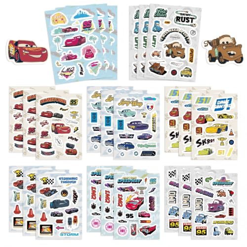 24 Pcs Car Theme Movies Stickers Includes 8 Different Designs (3 Stickers Per Design) for Decorating Items Such as Computers Cell Phones Laptops Water Bottles and Guitars