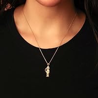 Vista 2 de Gold Sparkle-Cut Santa Muerte, Our Lady of Holy Death Necklace 10K or 14K Yellow, Rose, or White Gold Choice of Pendant Only or Chain Length