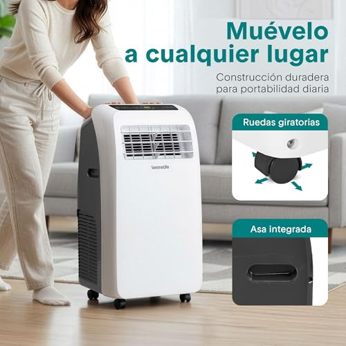 Miniatura 5 de Serenelife Aire Acondicionado Portátil, 12.000 Btu, Móvil, Silencioso, Deshumidificador, Ventilador, Kit Escape Ventana, Mando A Distancia, Ideal Para Casa Y Oficina