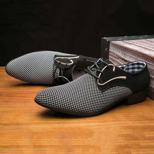 Men's Dress Shoes, Mens Oxford Shoes, Leather Stylish Lace-Up Plain Toe Brogues, Business Casual Formal Derby Shoe3