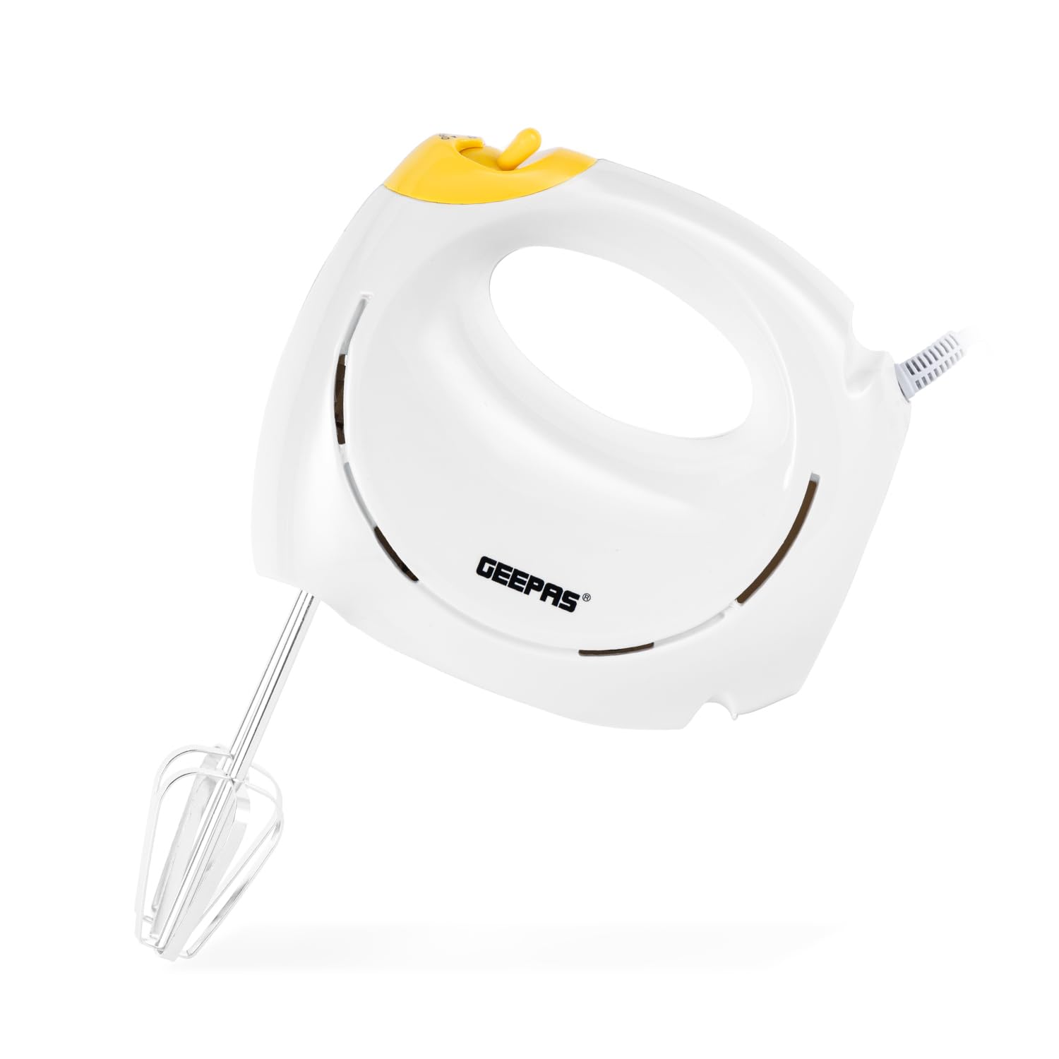 Geepas 150W Hand Mixer - Electric Whisk, Handheld Food Collection Cake Mixer for Baking - 7 Speed Turbo & Eject Button, Stainless Steel Beaters & Dough Hooks for Whipping Cream Dough Egg Beater, White