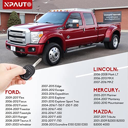 Npauto Key Fob Replacement, Fits For Ford F-150 F-250 F-350 2004-2016 | Explorer 2001-2015 | Edge Escape Ranger Fusion Econoline Mercury Flex & More - Keyless Entry Remote Car Key Fobs Cwtwb1U793 #TOP2