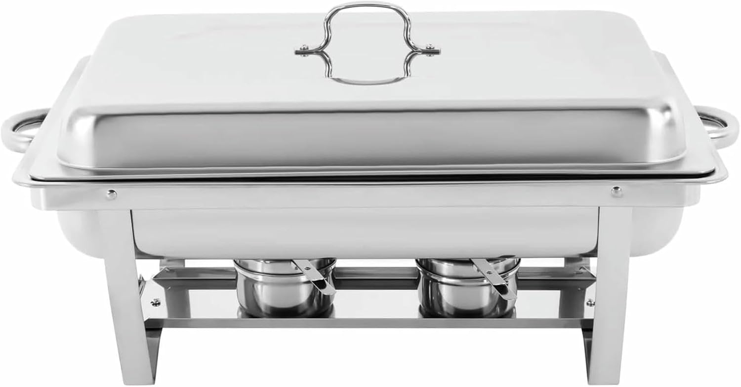 Rectangular Chafing Dishes for Buffet 3 Compartments Chafing Dish Buffet Set Heating and Cooling for Gathering Banquet-