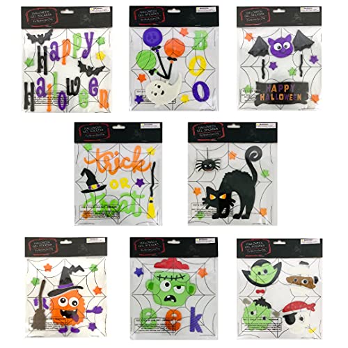 Fall Halloween Gel Sticker Window Clings Decoration Bundle with Ghost Bat Black Cat