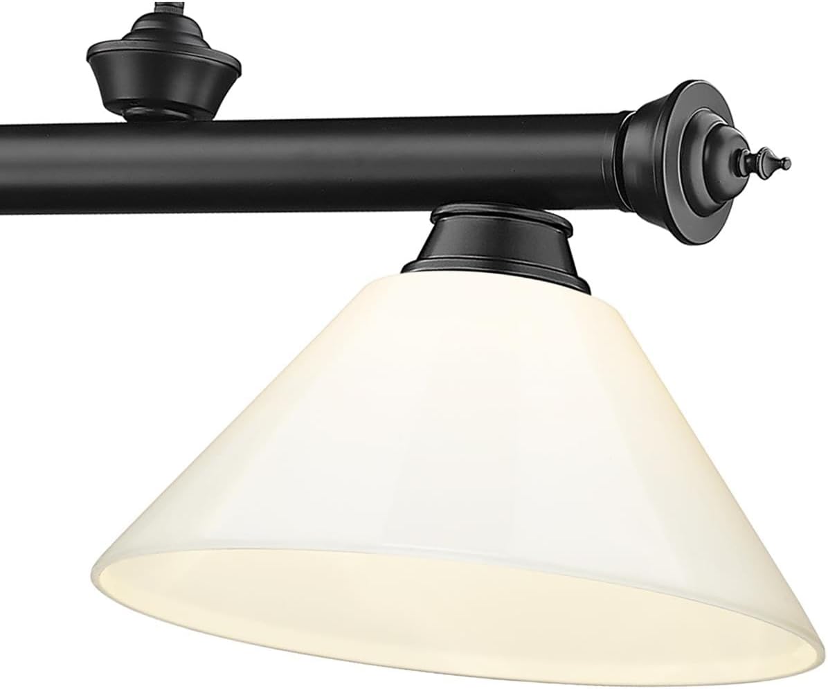 Z-Lite 2306-3MB-PWH Cordon Billiard Pendant, 3-Light 180 Total Watts, Matte Black