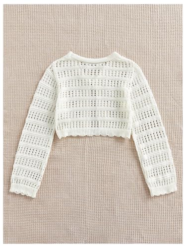 Image of GORGLITTER Women's Crochet Tie Front Tops Long Sleeve Boho Cropped Cardigan Festival Cowgirl Outfits
