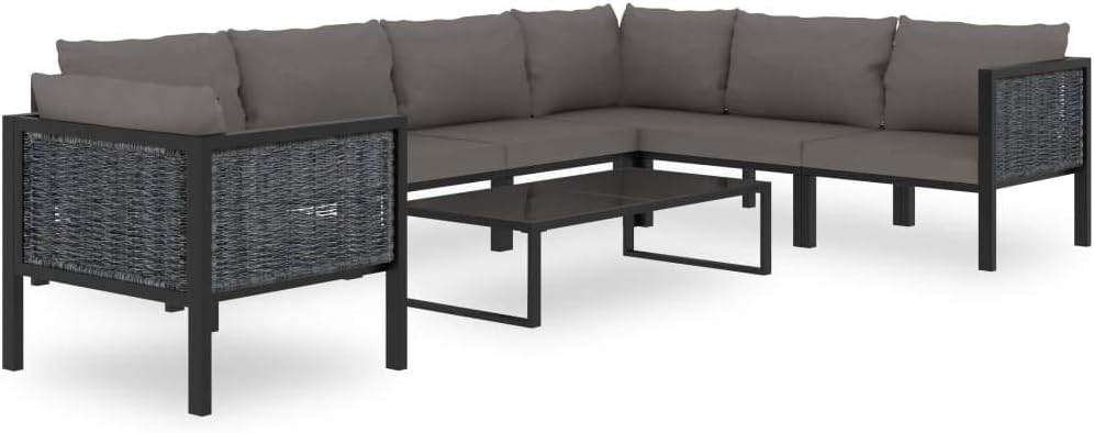 Sectional Corner Sofa with Left Armrest,Outdoor Furniture,All-Weather,for Garden, Backyard, Poolside,Poly Rattan Anthracite