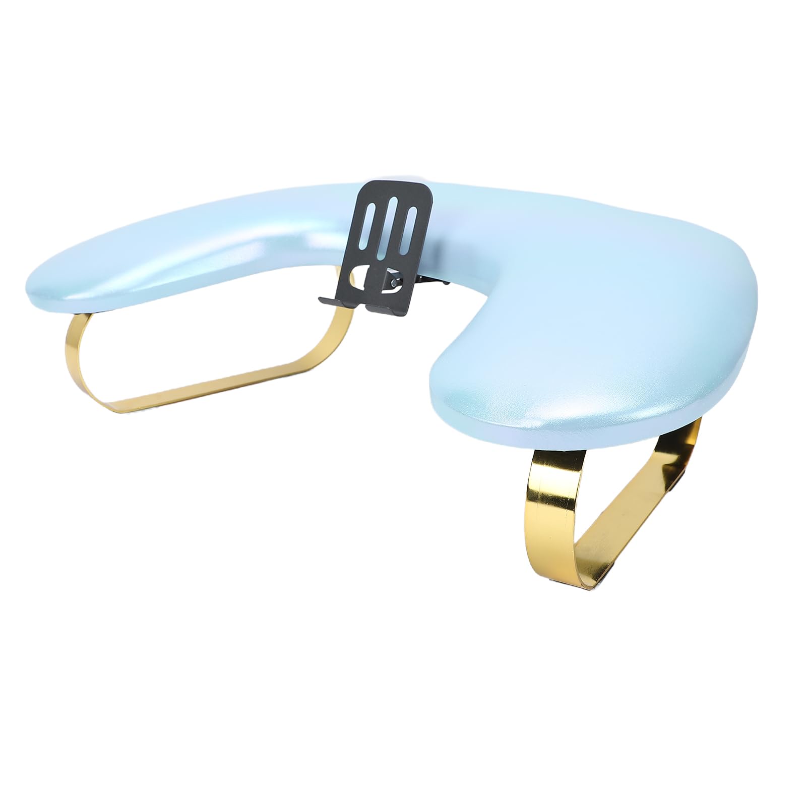 Reposabrazos ergonómico para uñas en forma de U, piel sintética, soporte ajustable para teléfono, cojín cómodo para manicura profesional y salón de belleza (cielo azul)