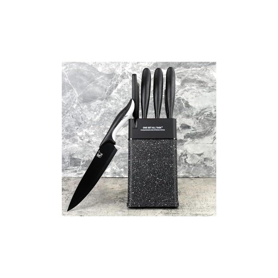 Knife Sets for Kitchen with Block, 8 Pcs Kitchen Knife Set with Block Self Sharpening, Sharp Cutlery Knife Set with Stainless Steel Blades for Precise Cutting, Anti-slip Handle