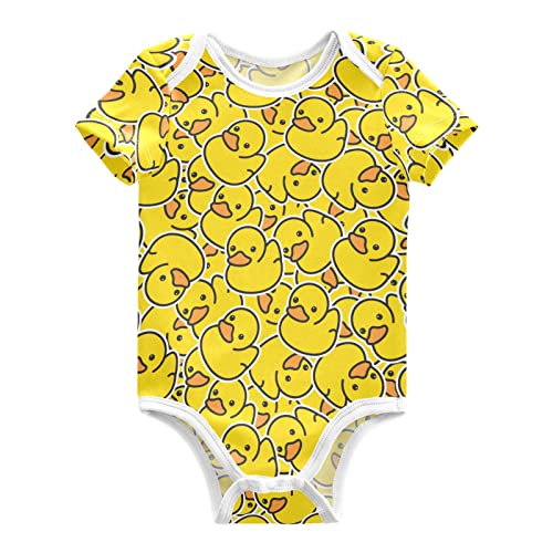 Emelivor Rubber Duck Baby Boy Girl Bodysuits Short Sleeve Unisex Newborn Outfit Clothes Bodysuit Infant Romper Jumpsuit for Babies 0-24 Months