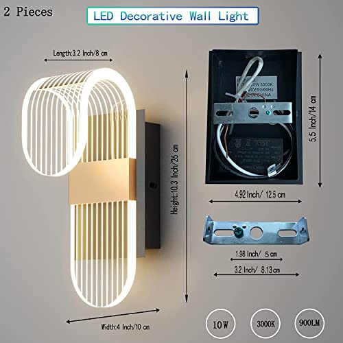 Threebro Wall Sconce Dimmable, 10W Acrylic Decorative Led Wall Light, Modern Arc Hardwired Wall Lamp 3000K Warm Light For Living Room Bedroom Pathway Corridor Stairs Balcony Hotel Lighting-2 Pieces #TOP7