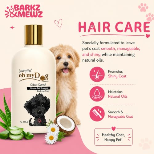 Image of Oh My Dog Smarty Pet Odour Control Shampoo for Dogs & Puppies - 500 ml | Dog Shampoo - Perfume Free, Paraben-Free, Sold by Barkz and Mewz (Odour Control)
