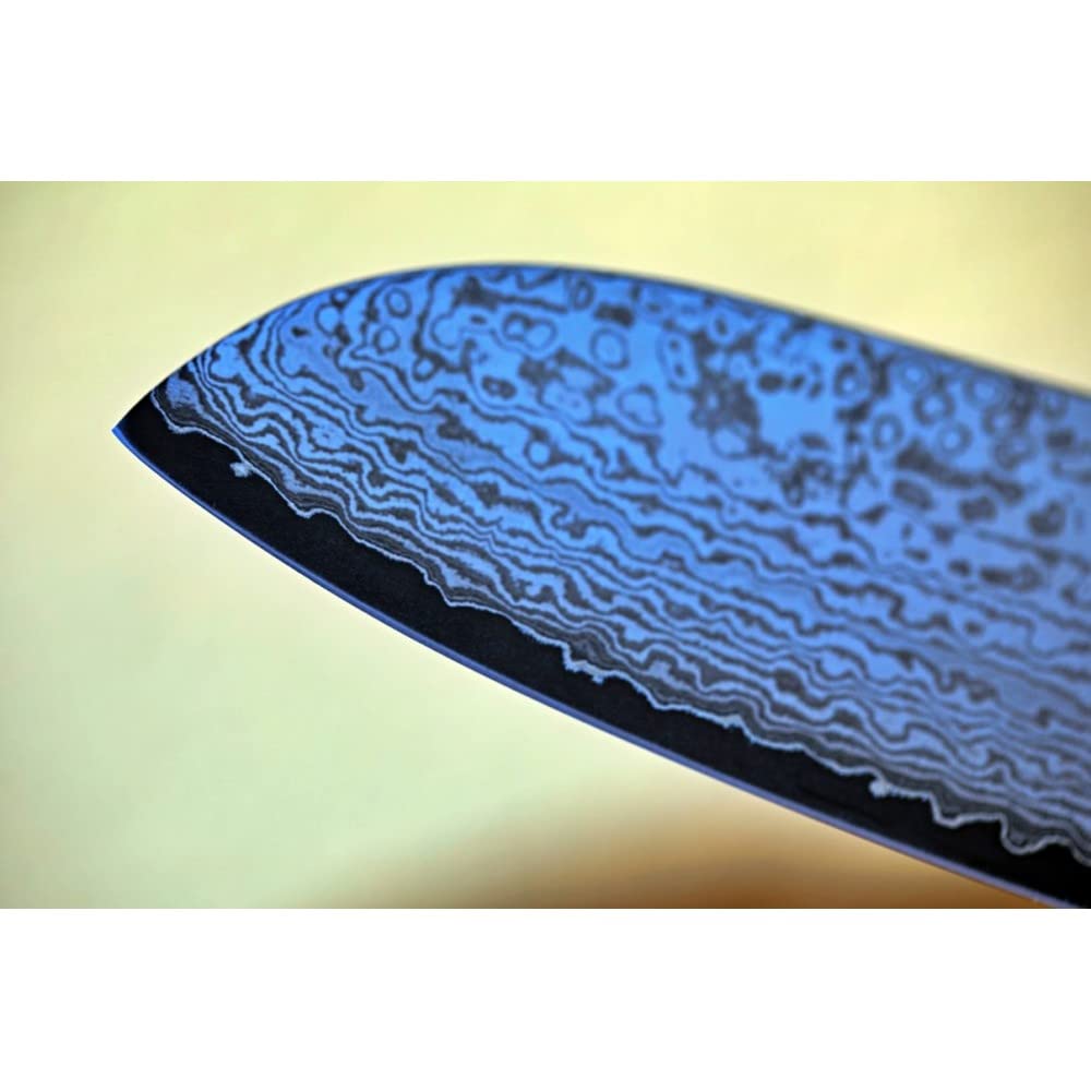 Suncraft VG-10 Black Damascus & Couteau de cuisine & Damas Couteau de chef Santoku 167 mm & professionnel japonais acier à 67 couches avec manche Pakkawood