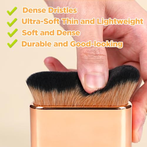 QJKLWV Self Tanner Brush,Body Makeup Brush, Kabuki Brush for Face and Body,Self Tanning Applicator for Leg Makeup,Bronzer,Lotion,Cream and Powder,Vegan Synthetic Bristles with Travel Case.Rose Gold