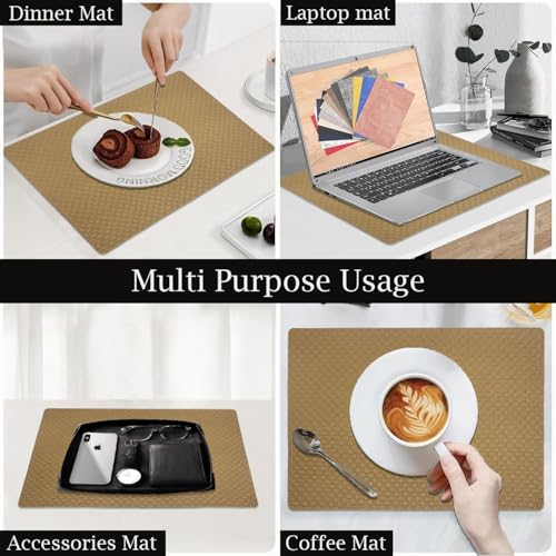 Image of Amazon Brand - Umi PVC Vinyl Foam Design Placemat STPG127 | Heat Resistant, Wipe Clean, Anti-Skid Table Mats for Dining Table, Kitchen & Home Decor (30x45 CM Brown Set of 4)