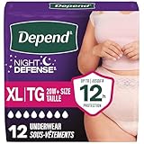 Depend Night Defense Adult Incontinence Underwear for Women, Disposable, Overnight, Extra-Large, Blush, 12 Count