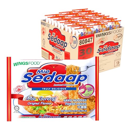 Mi Goreng Noodles Original Flavor by Mi Sedaap – Pack of 30 Halal Instant Stir Fry Ramen Asian Noodles