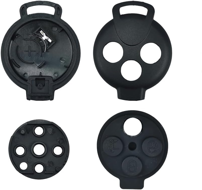 2 Gusci Per Chiave Smart 451 – Compatibili ForTwo E ForRoadstar, 3 Pulsanti, ABS Nero