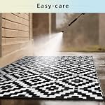 Favoyard Outdoor Rug Black & White 5x8 ft Waterproof Reversible Carpet Mat - Image 4