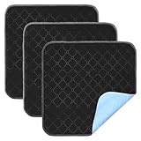 3 Stück Waschbare Inkontinenz Sitzauflage, Inkontinenzunterlage Waschbar,Wiederverwendbar Stuhlauflage wasserdichte, Saugfähige Sitzauflage für Rollstühle, Sofas und Autos (Schwarz, 50 X 50 cm)