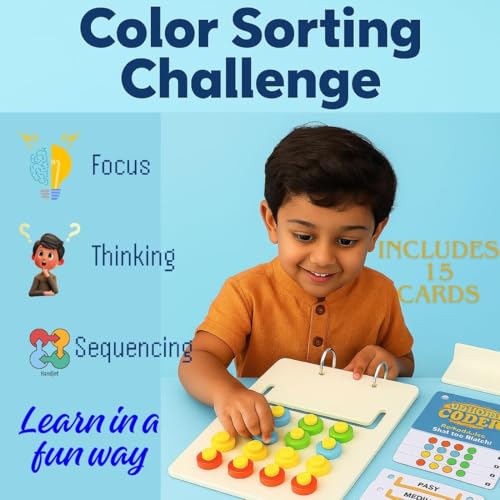 Image of Kids Montessori Slide Puzzle I Color & Pattern Matching Learning Toys for Kids 4-8 Years I Birthday Gift for Boys & Girls I Educational Activity for 4,5,6,7,8 I Travel Friendly