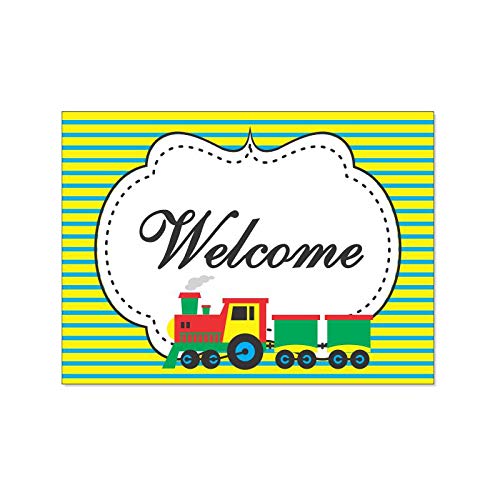 Image of PRETTY UR PARTY Train Party decorations Kit - 80 pcs includes Bunting, balloons, thank you, centerpiece, danglers, Caps, Party Supplies, Train Birthday Decor, DIY decor Pack for kids