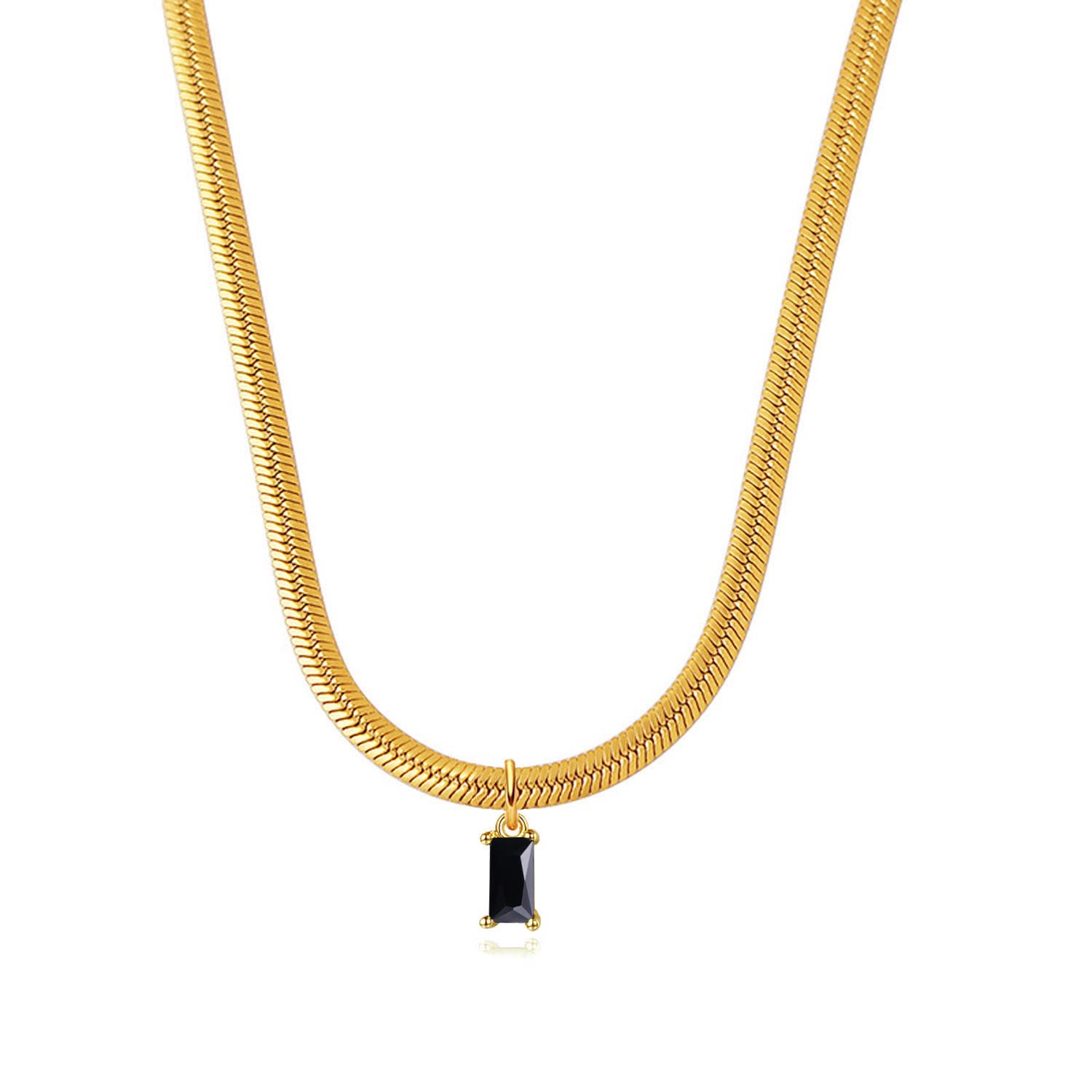 18k Gold gefüllt Vintage Choker S für Frauen wasserdichte Goldhalshänger Anti -Turner Edelstein -Zirkon -Rechteck -Anhänger
