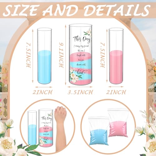 Irenare Unity Sand for Wedding Ceremony Set, Include Vase, Sand, Cork Stopper for Weddings Engagement Anniversary(Red and Blue,Flower)